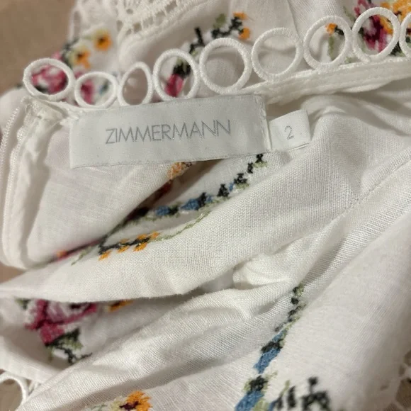 ZIMMERMANN Allia Lace Trimmed Embroidered Dress, Size 2 VGUC - Picture 8 of 13